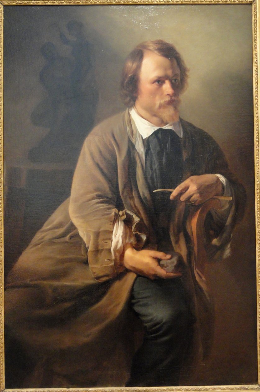 Portrett av billedhuggeren Jens Adolf Jerichau, kunstnerens mann av Elisabeth Jerichau Baumann