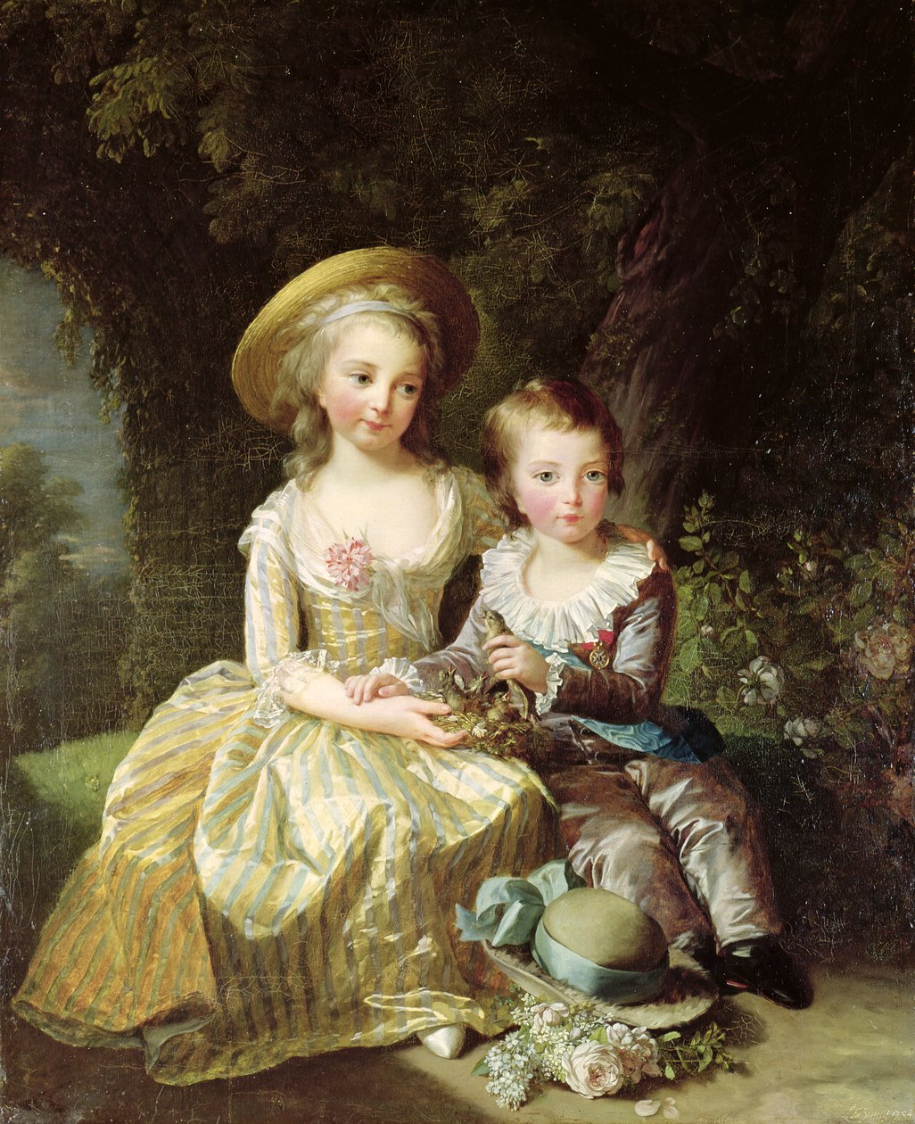 Barneportretter av Marie-Therese-Charlotte av Frankrike (1778-1851), fremtidig hertuginne av Angouleme, og Louis-Joseph-Xavier av Frankrike (1781-89) Premier Dauphin, 1784 av Elisabeth Louise Vigee Lebrun