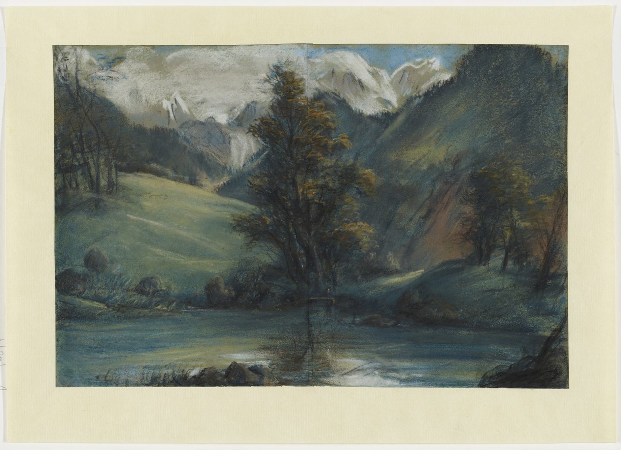 Utsikt over innsjøen Challes og Mont Blanc, 1807-1808 (pastell på papir) av Elisabeth Louise Vigee Lebrun