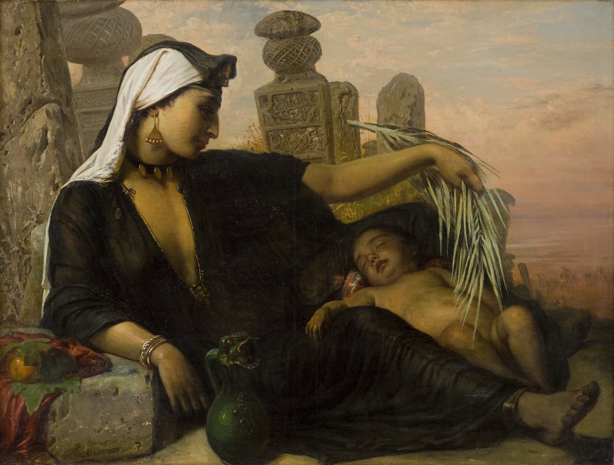 En egyptisk Fellah-kvinne med babyen sin av Elisabeth Jerichau Baumann