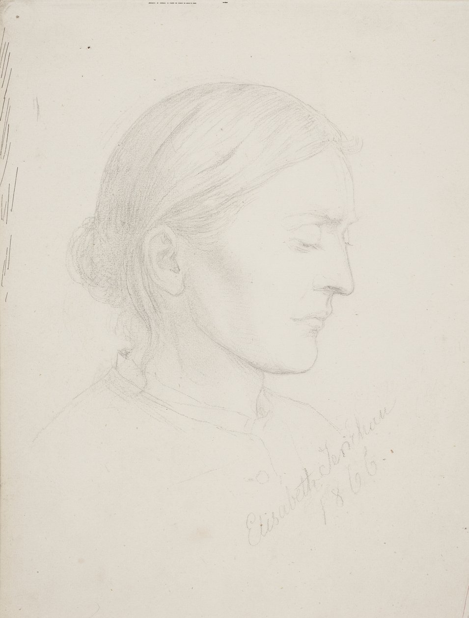 Eldre kvinne i profil av Elisabeth Jerichau Baumann