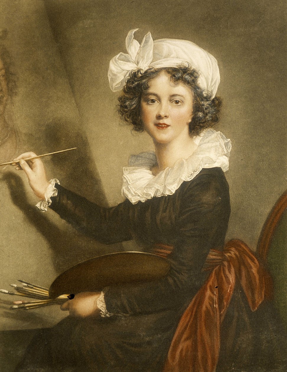 Gravering som gjengir Marie Elisabeth Louise Vigee Le brun (eller Vigee-Lebrun eller Vigee Lebrun av Elisabeth Louise (after) Vigee Lebrun