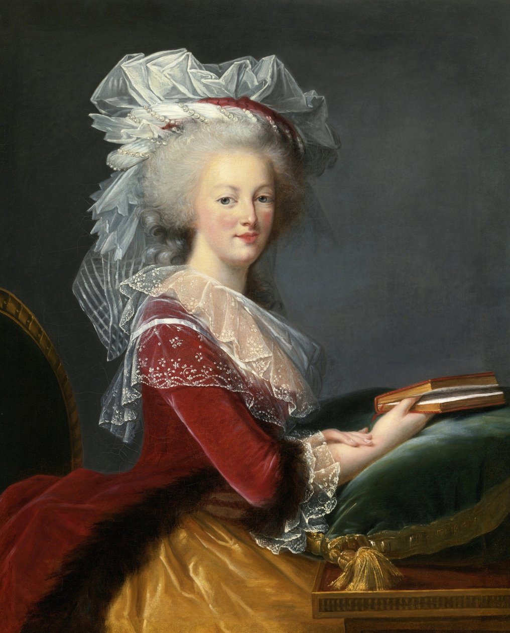 ""Portretter av Marie Antoinette (Marie-Antoinette) av Lorraine Habsburg (1755-1793) Dronning av Frankrike"" Maleri av Marie Louise Elisabeth Vigee Lebrun (Vigee-Lebrun) (1755-1842) 1785 Privat samling av Elisabeth Louise Vigee Lebrun
