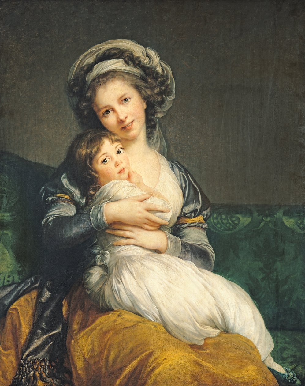 Selvportrett i en turban med barnet sitt av Elisabeth Louise Vigee Lebrun