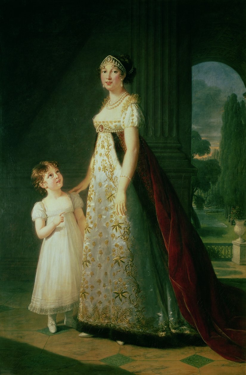 Maria Carolina Bonaparte (1782-1839) Dronning av Napoli med datteren Laetitia Murat av Elisabeth Louise Vigee Lebrun