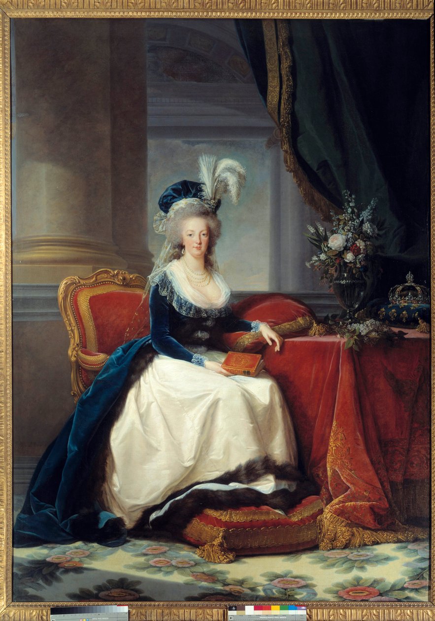 Marie-Antoinette - Portrett i full lengde av Marie Antoinette de Lorraine Habsburg, dronning av Frankrike (1755 - 1793) - Maleri av Marie Elisabeth Louise Vigee Le brun (eller Vigee-Lebrun eller Vigee Lebrun) (1755-1842) av Elisabeth Louise Vigee Lebrun