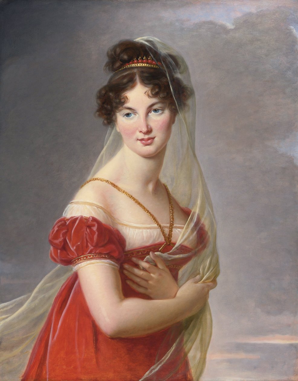 ""Portrett av Aglae Angelique Gabrielle de Gramont (1787-1842), kone til general Alexander Lvovich Davydov (1773-1833)"" Maleri av Marie Louise Elisabeth Vigee Lebrun (Vigee-Lebrun) (1755-1842) 1800-1805 privat samling av Elisabeth Louise Vigee Lebrun