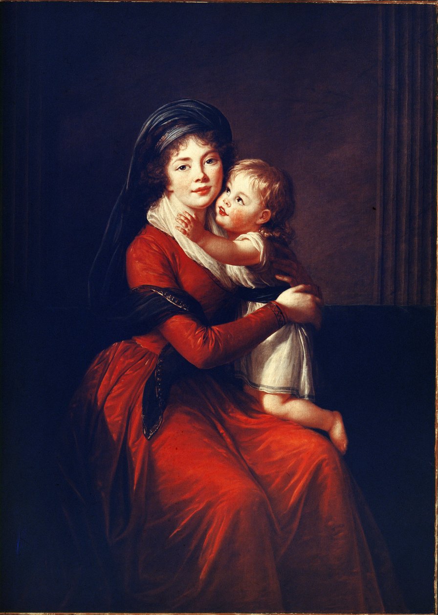 Portrett av prinsesse Alexandra Petrovna Galitzine (Golitsyna eller Galitzyne) etter Protassov (1774-1842) med sin sønn. Maleri av Elisabeth Vigee-Lebrun (Vigee Lebrun) (1755-1842), olje på lerret av Elisabeth Louise Vigee Lebrun