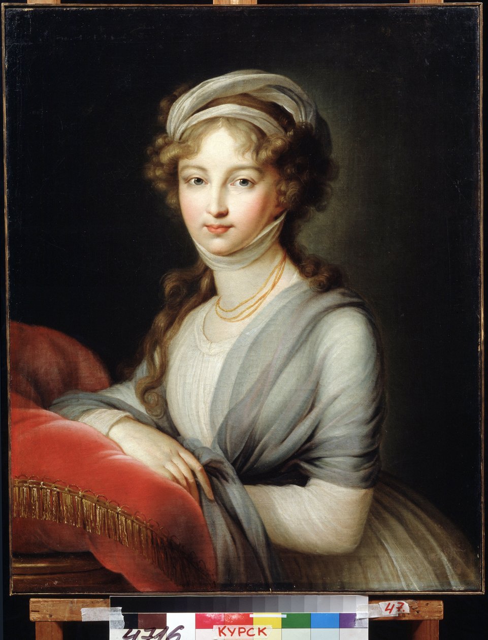 Portrett av keiserinne Elisabeth Alexeievna, prinsesse Louise av Baden (eller Baden) (1779-1826) (Portrett av keiserinne Elizabeth Alexeievna, prinsesse Louise av Baden). Maleri av Marie Louise Elisabeth Vigee Lebrun (1755-1842). Olje på lerret, 80 x 64,6  av Elisabeth Louise Vigee Lebrun
