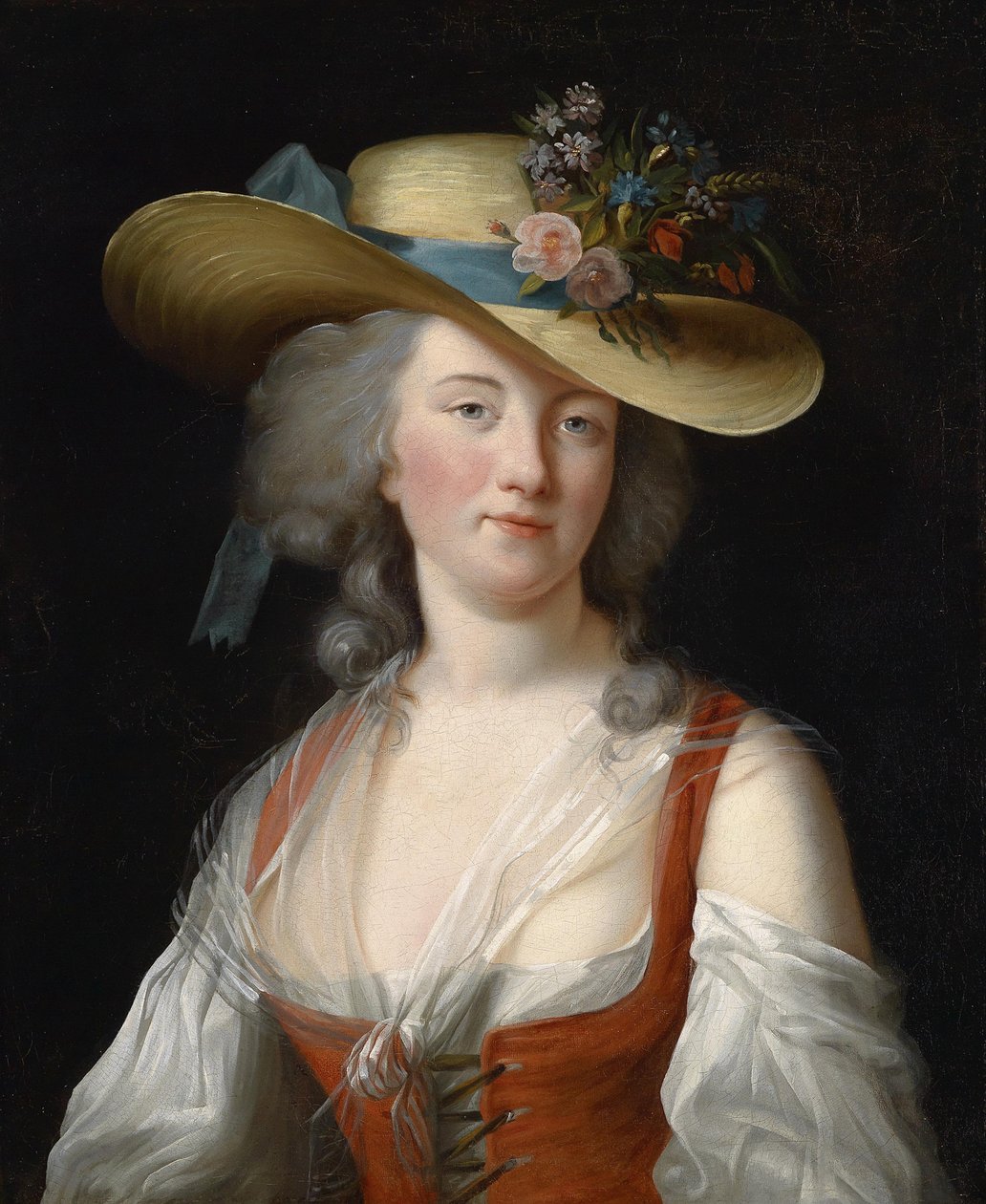 Portrett av Anne Catherine Le Preudhomme de Chatenoy, grevinne av Verdun, som fin gartner, ca. 1780 av Elisabeth Louise Vigee Lebrun