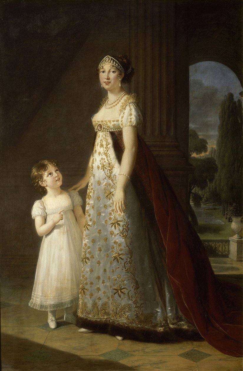 Portrett av Caroline Bonaparte 1782-1839, dronning av Napoli og Sicilia, med datteren Letizia, 1807 av Elisabeth Louise Vigee Lebrun
