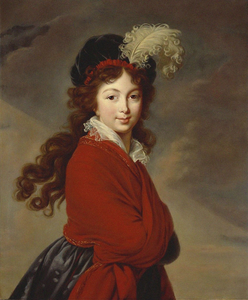 Portrett av hertuginne Anna Feodorovna av Russland 1781-1860, prinsesse Juliane av Saxe-Coburg-Saalfeld, av Elisabeth Louise Vigee Lebrun