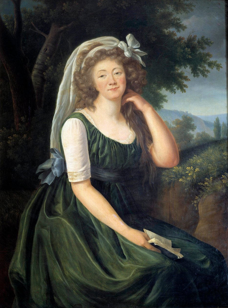 Portrett av Jeanne Becu, grevinne (eller madame) du Barry (1743-1793), kurtisane og elskerinne til Louis XV, en Louveciennes i en alder av 46 Maleri av Marie Elisabeth Louise Vigee Le brun (eller Vigee-Lebrun eller Vigee Lebrun) ( 1755-1842). september 178 av Elisabeth Louise Vigee Lebrun