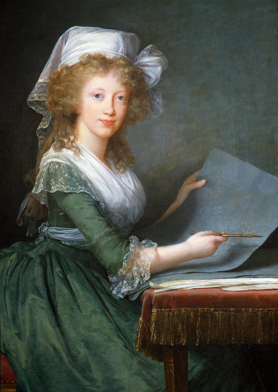 Portrett av Marie Louise av de to Sicilia (eller Bourbon-Sicilia eller Bourbon Sicilia) (1773-1802), kone til Ferdinand III, storhertug av Toscana Maleri av Marie Elisabeth Louise Vigee Le brun (eller Vigee-Lebrun eller Vigee Lebrun) ( 1755-1842) Detalj 17 av Elisabeth Louise Vigee Lebrun