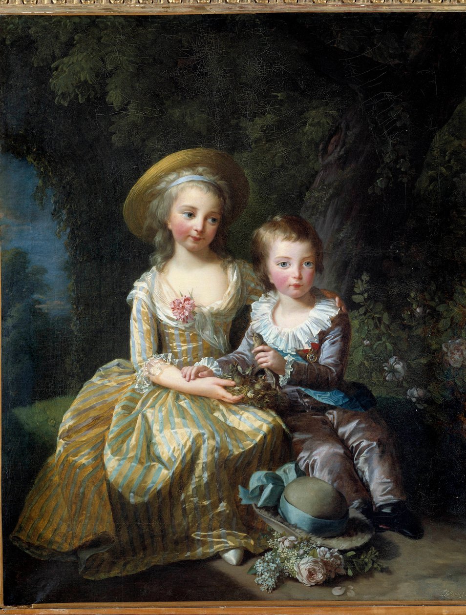 Portrett av Marie Therese Charlotte av Frankrike, Madame Royale, fremtidig hertuginne av Angouleme (1778-1851) og Dauphin Louis Joseph Xavier av Frankrike (1781-1789) Begge barn av Marie Antoinette og Louis XVI. Maleri av Marie Elisabeth Louise Vigee Le br av Elisabeth Louise Vigee Lebrun