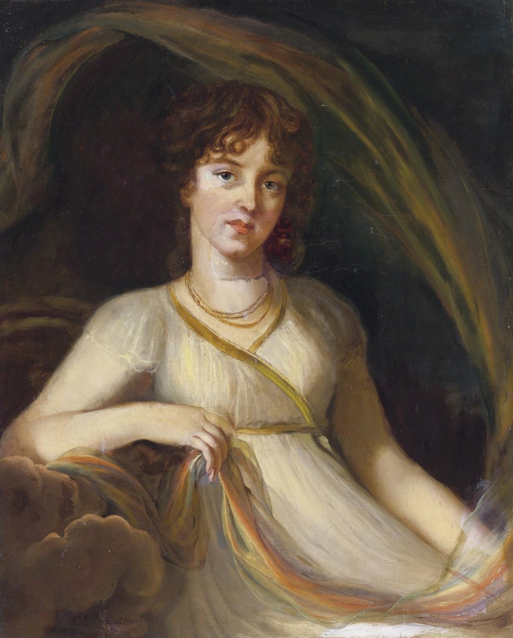 Portrett av prinsesse Ekaterina Osipovna Tyufyakina, født Khorvat 1777-1802 som Iris, 1802 av Elisabeth Louise Vigee Lebrun