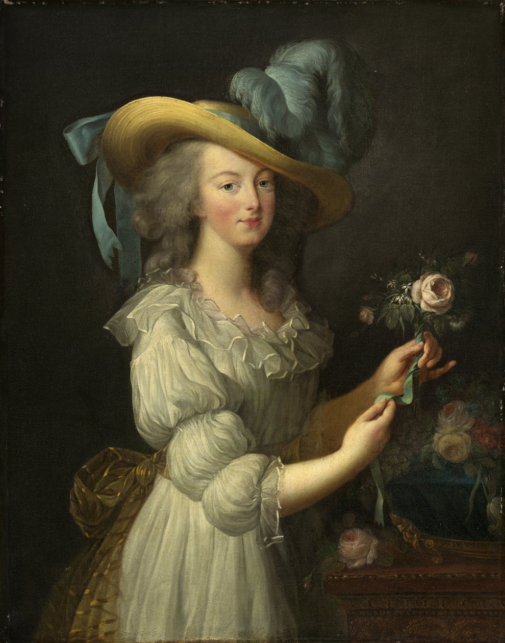 Portrett av dronning Marie Antoinette av Frankrike 1755-1793, etter 1783. av Elisabeth Louise Vigee Lebrun