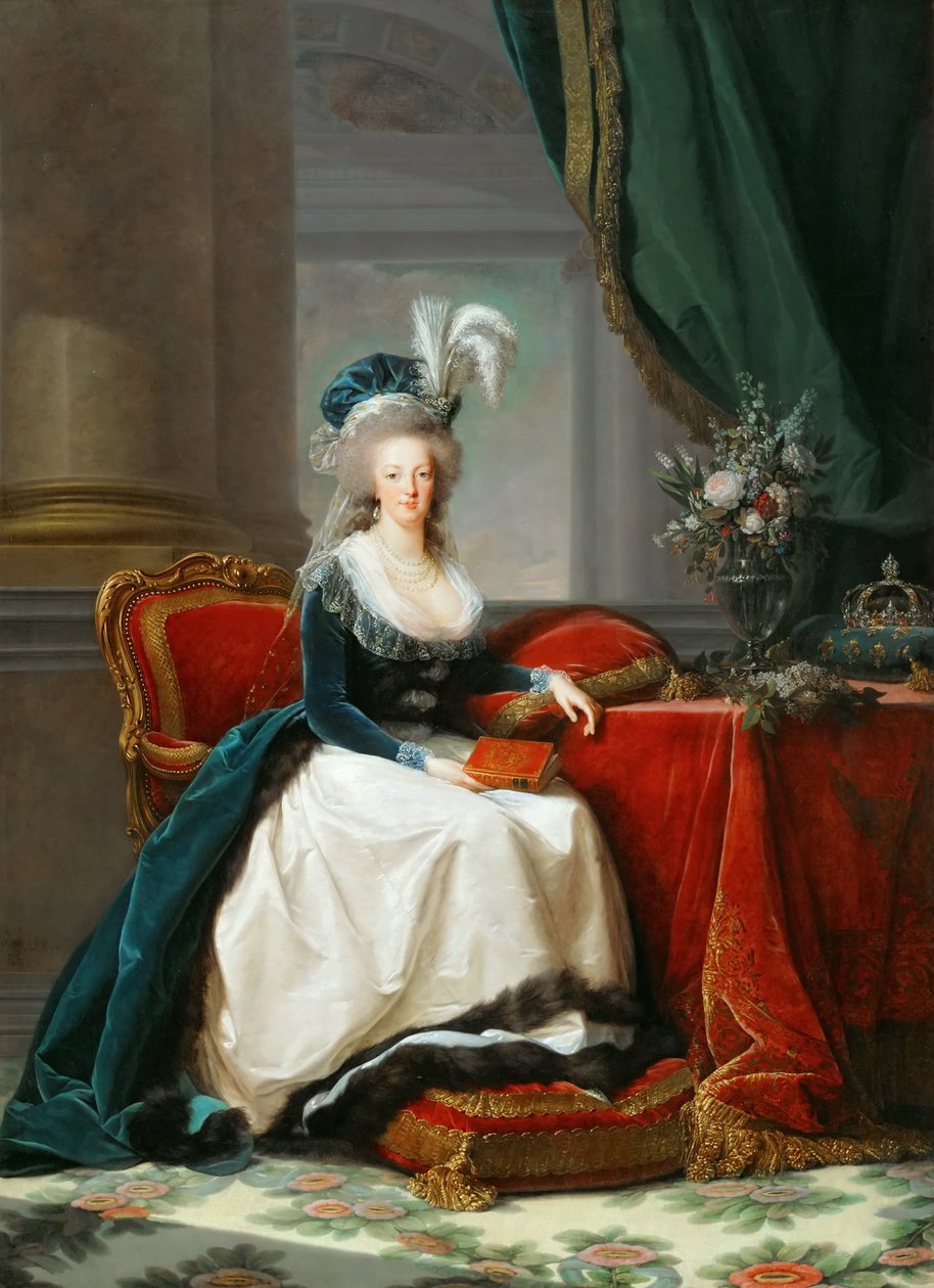 Portrett av dronning Marie Antoinette av Frankrike 1755-1793, ca 1788. av Elisabeth Louise Vigee Lebrun