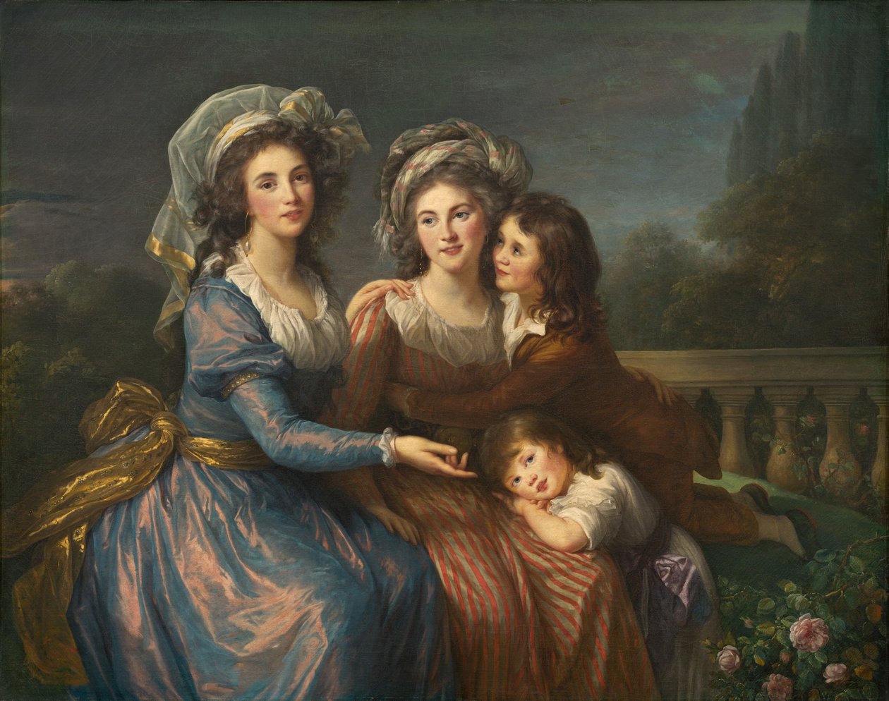 Marquise de Pezay, og Marquise de Rougé med sønnene hennes Alexis og Adrien, 1787. av Elisabeth Louise Vigee Lebrun
