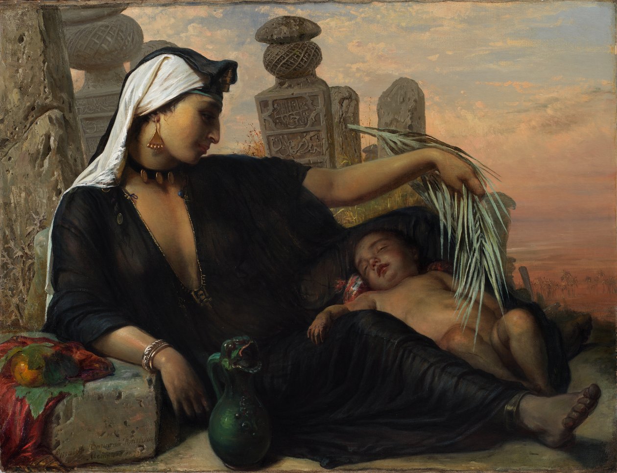 En egyptisk Fellah-kvinne med babyen sin av Elisabeth Maria Anna Jerichau Baumann