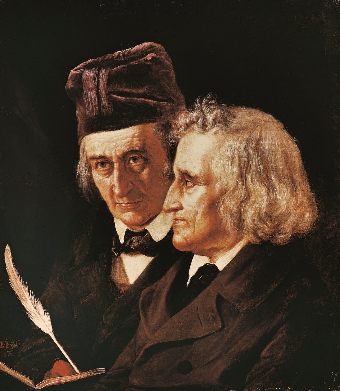 Portrett av brødrene Jacob og Wilhelm Grimm av Elisabeth Maria Anna Jerichau Baumann