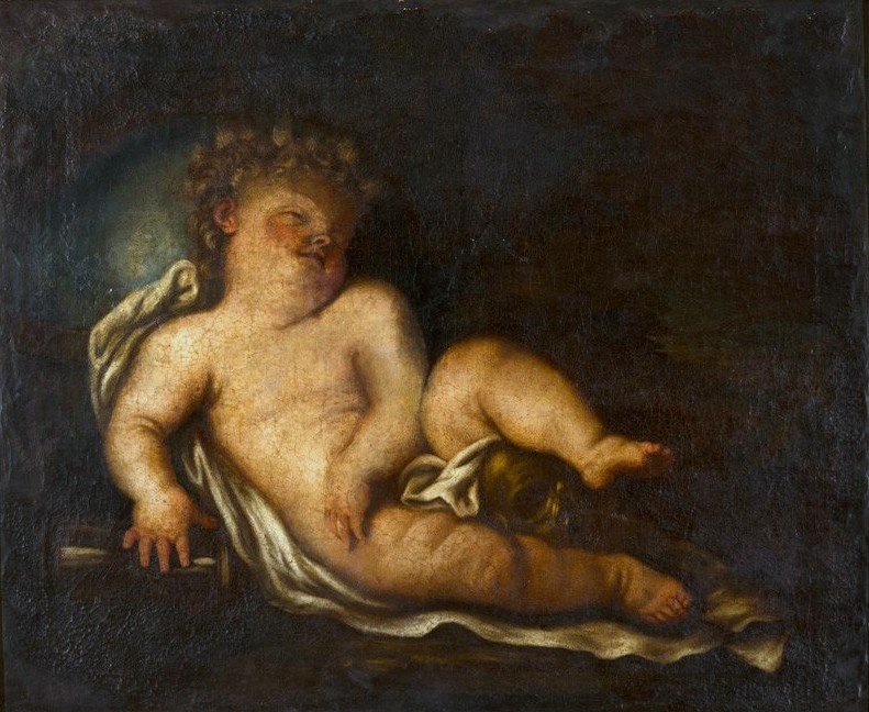 Barndom med egenskaper ved liv og død av Elisabetta Sirani