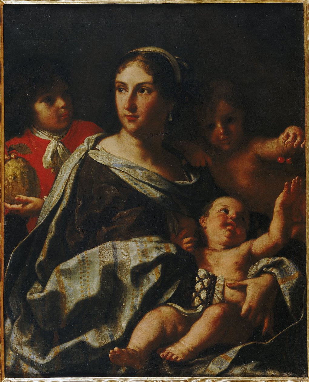 Portrett av Anna Maria Ranuzzi som Allegory of Charity, 1665. av Elisabetta Sirani