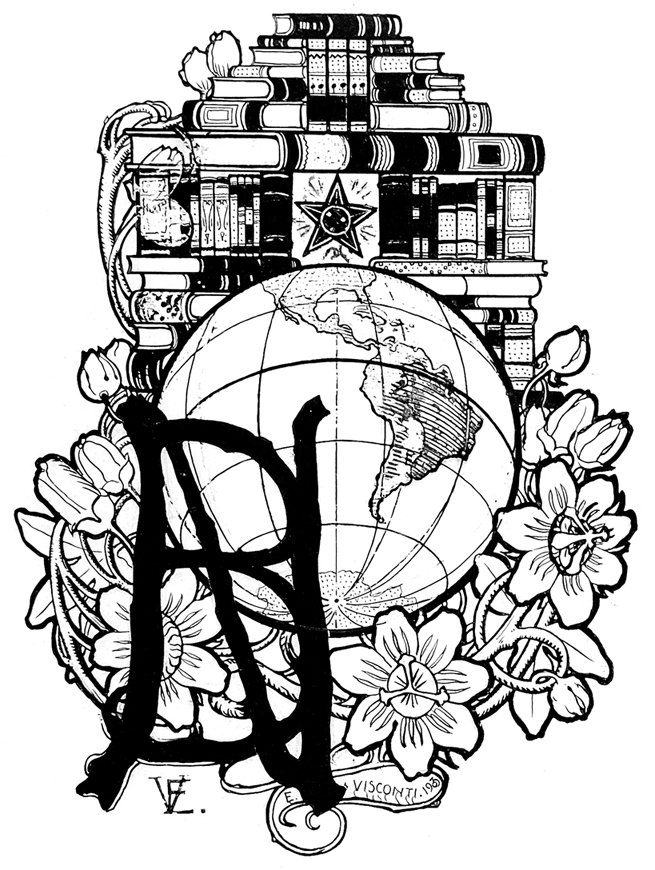 Emblem for nasjonalbiblioteket i Brasil av Eliseu Visconti