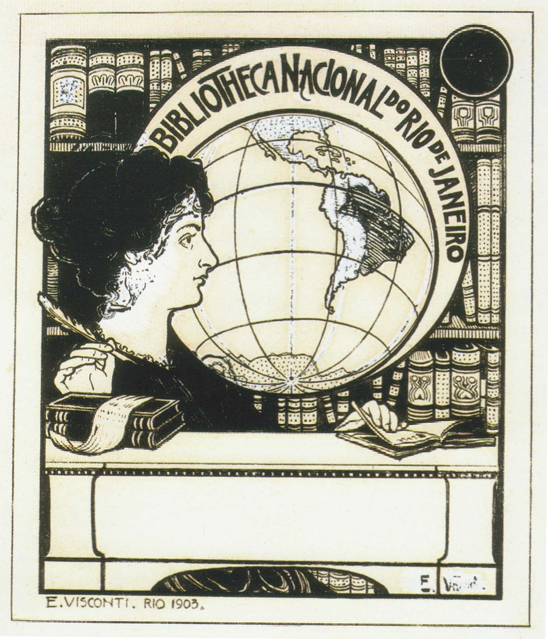 Ex-libris fra nasjonalbiblioteket i Brasil av Eliseu Visconti