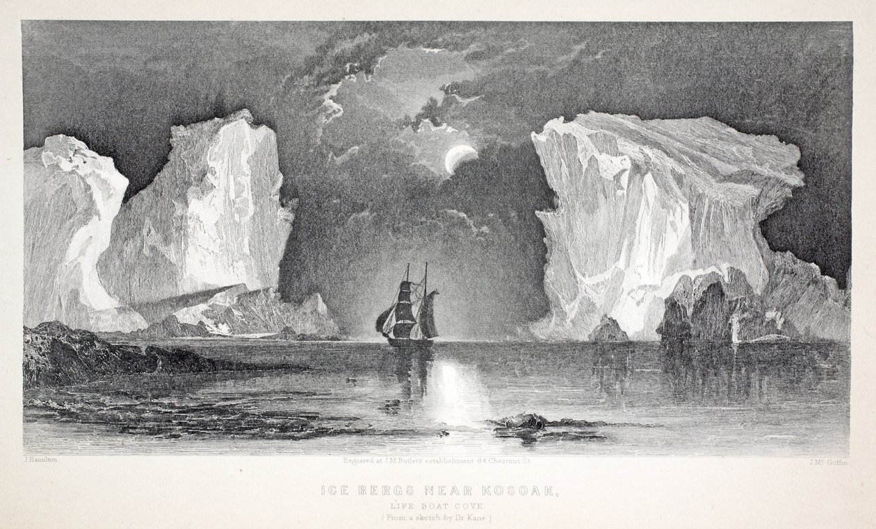 Isfjell nær Kosoak, Life Boat Cove, illustrasjon fra 