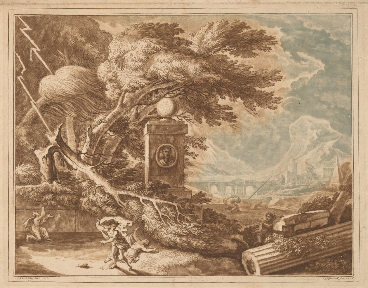 Heroisk stormende landskap, 1724. av Elisha Kirkall