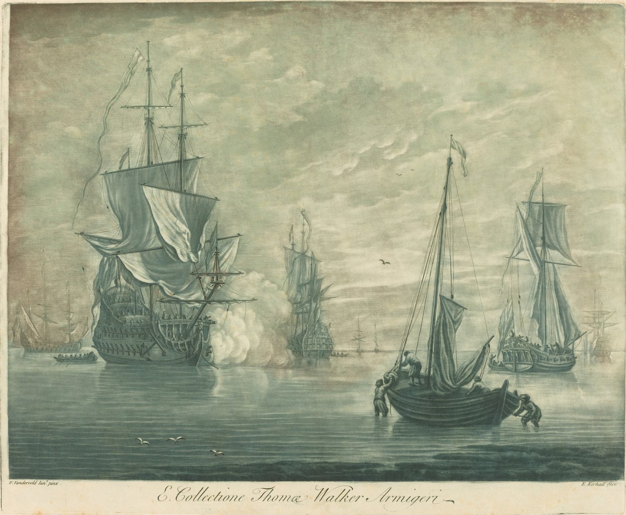 Fraktscene fra samlingen til Thomas Walker av Elisha Kirkall after Willem van de Velde the Younger