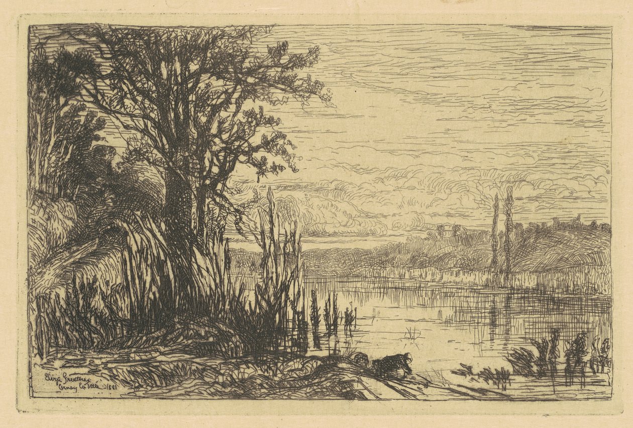 Dammen ved Cernay-la-Ville av Eliza Pratt Greatorex