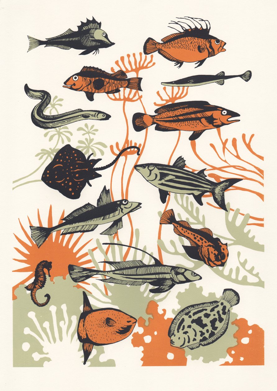 Orange Seaweed Fish, 2015 (skjermtrykk) av Eliza Southwood