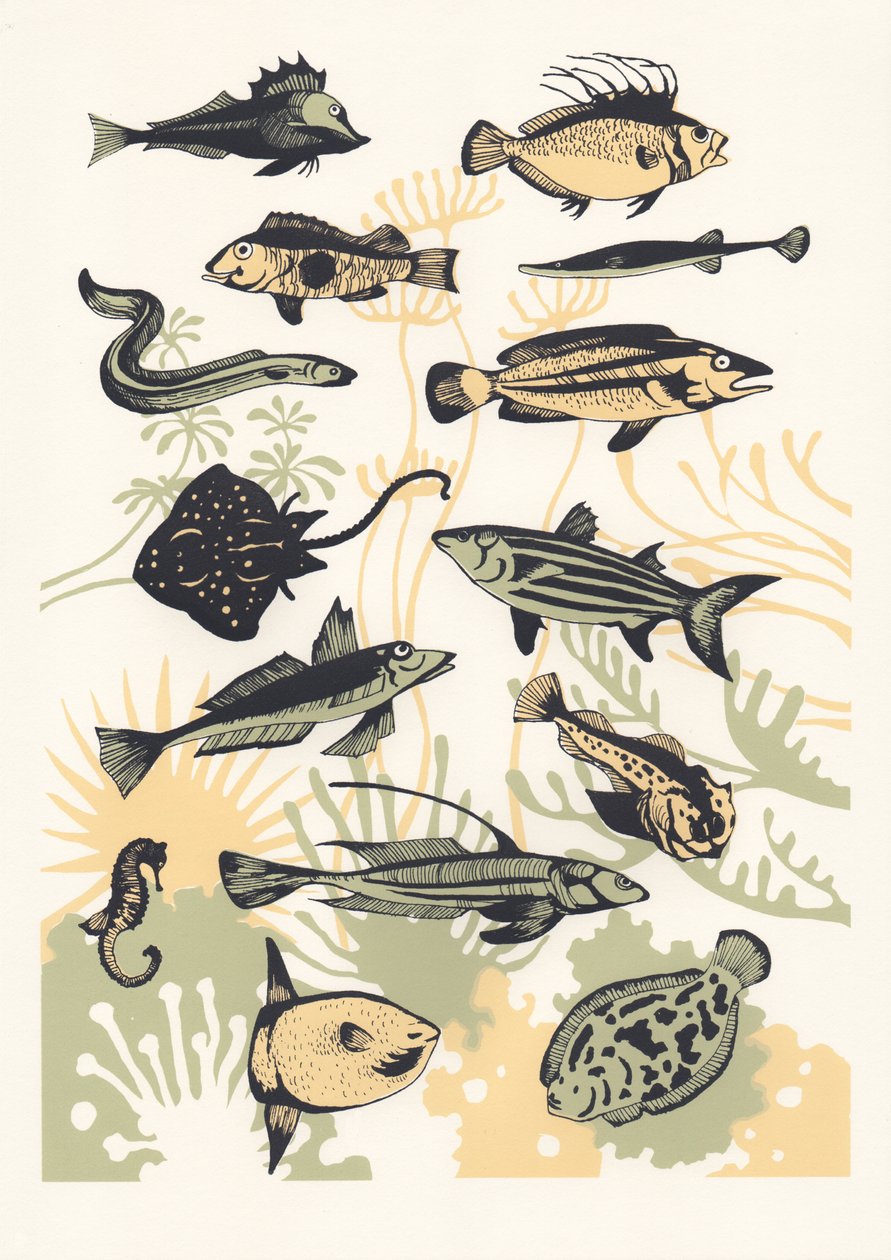 Peach Seaweed Fish, 2015 (skjermtrykk) av Eliza Southwood