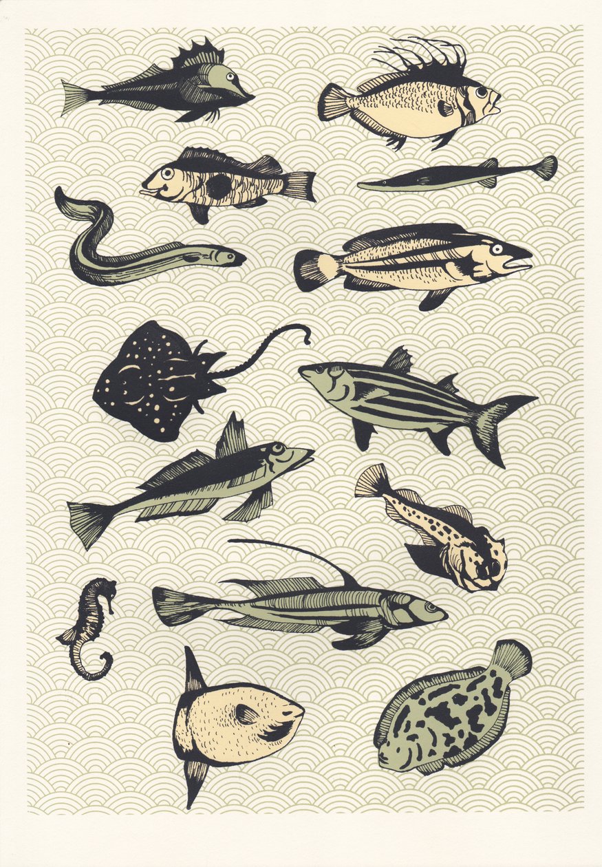 Yellow Japanese Fish, 2016 (skjermtrykk) av Eliza Southwood