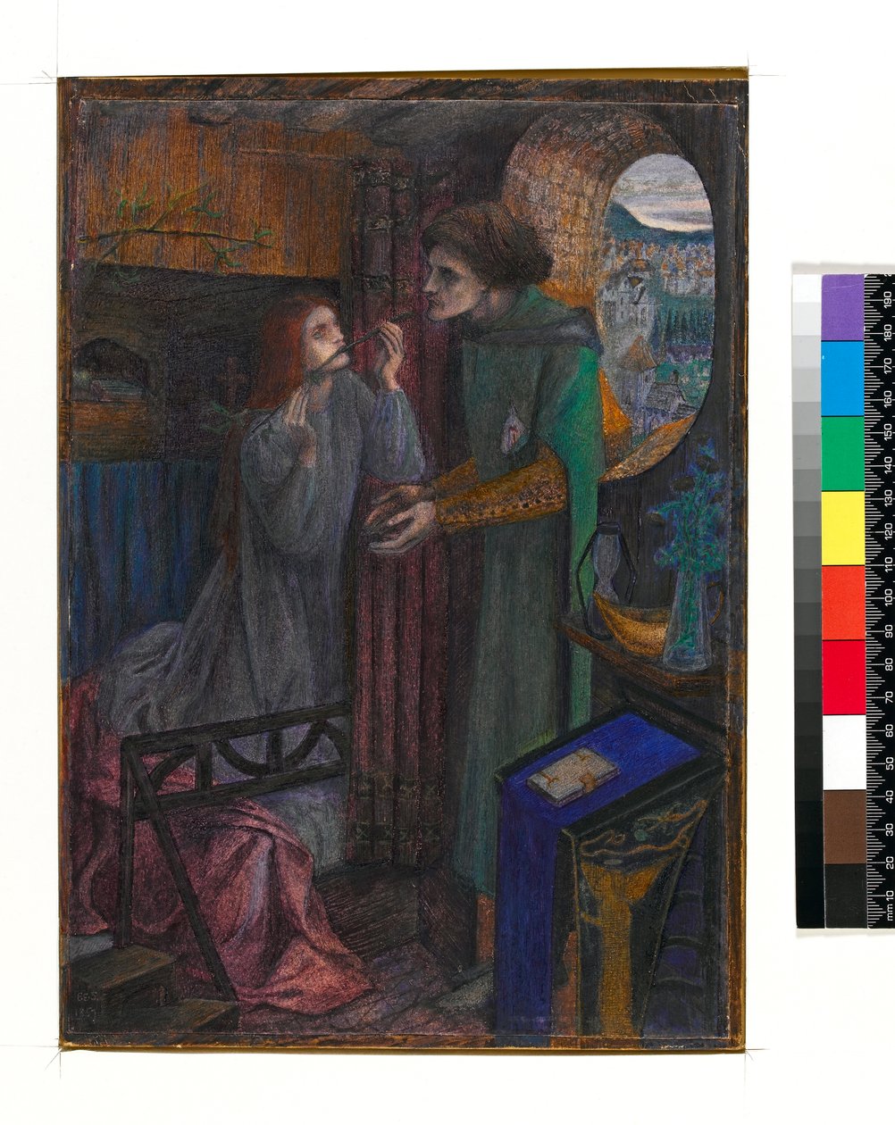 Kontorist Saunders, 1857 (toalett, gouache og kritt) av Elizabeth Eleanor Siddal