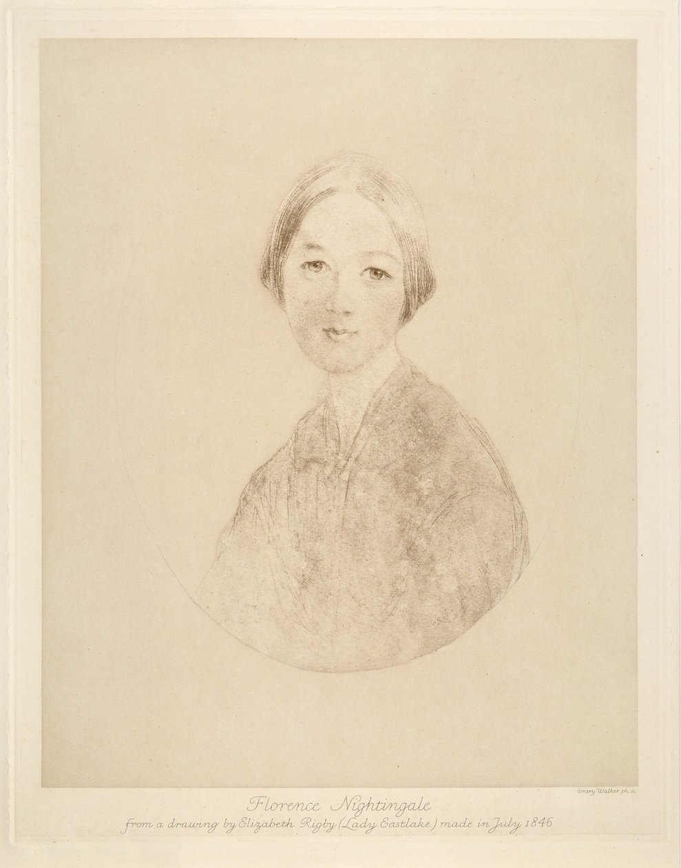 Florence Nightingale, gravert av Emery Walker, 1846 av Elizabeth Rigby