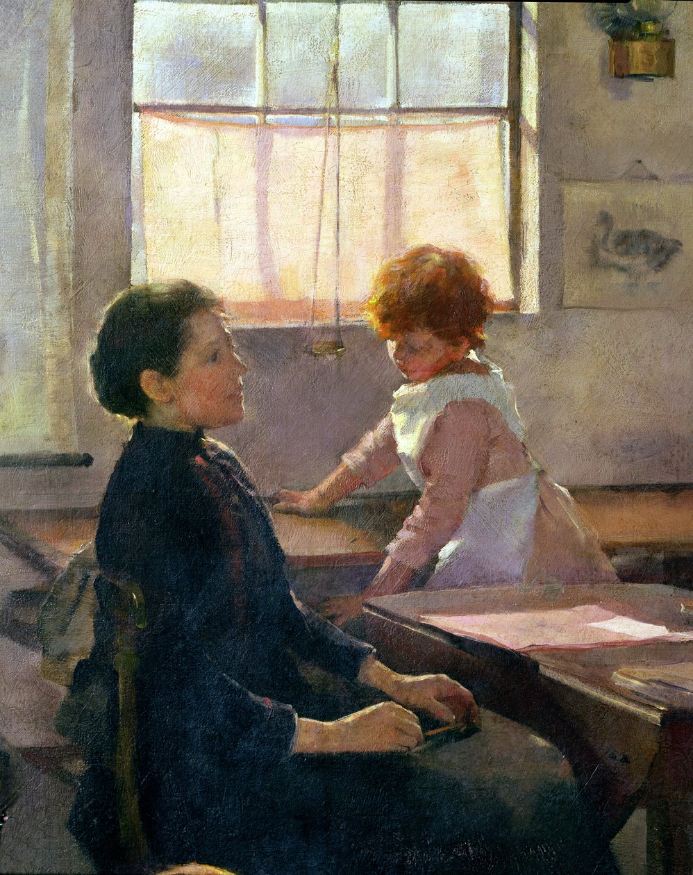 Skolen er ute, 1889 (detaljer om 77650) av Elizabeth Adela Stanhope Forbes