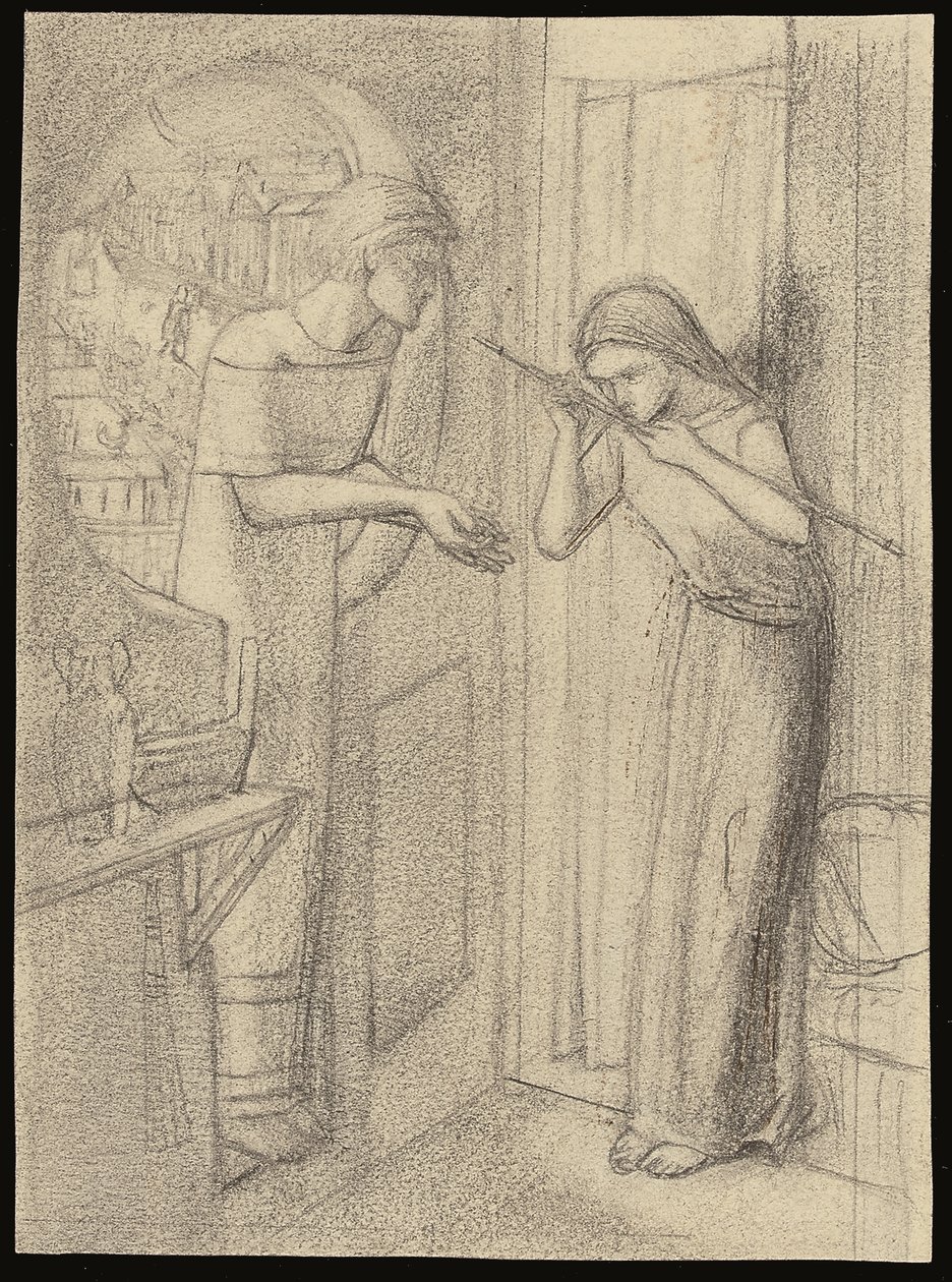 Kontorist Saunders (blyant på papir) av Elizabeth Eleanor (1834 62) Siddal