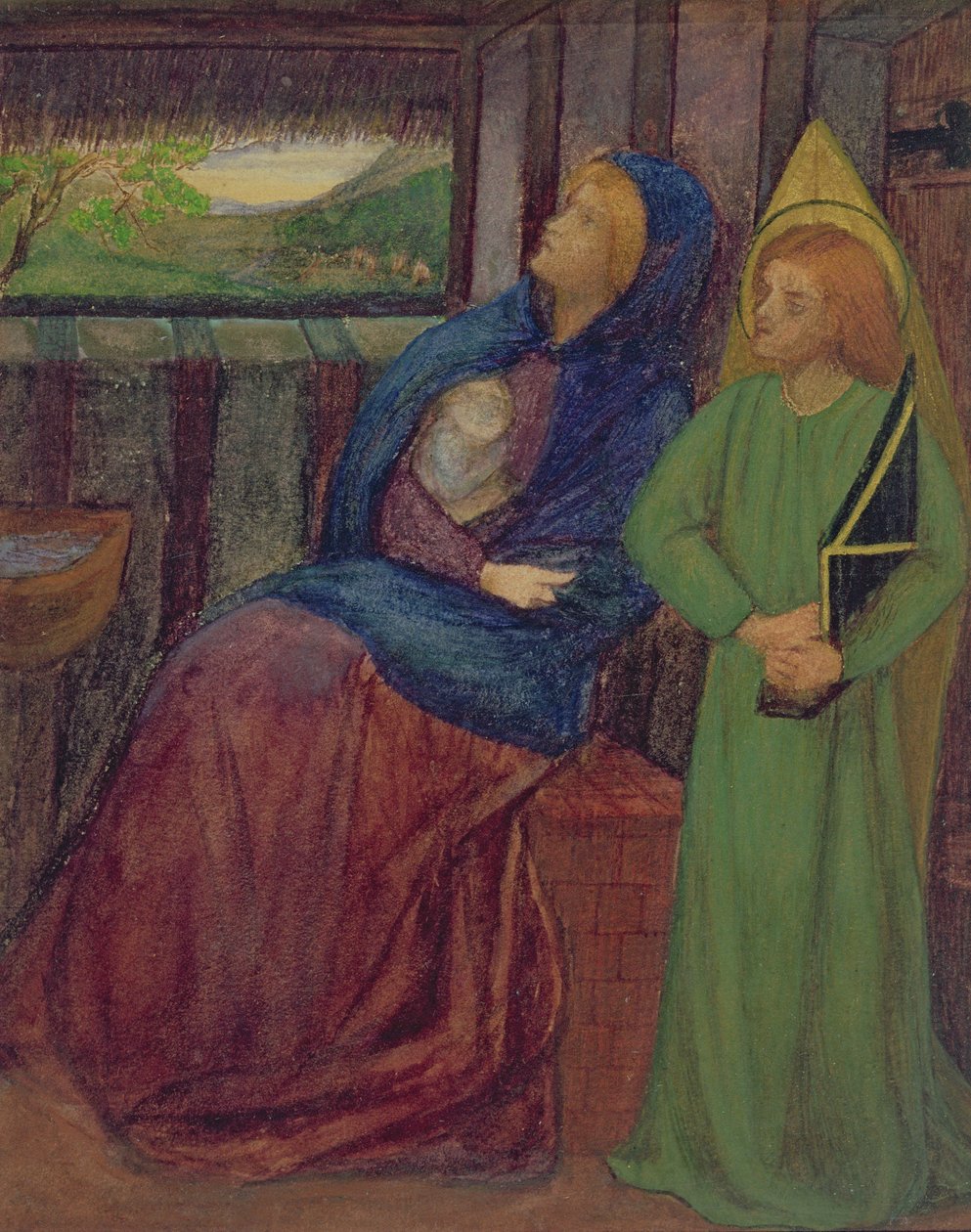 Holy Family, ca. 1856 (akvarell på papir) av Elizabeth Eleanor Siddal