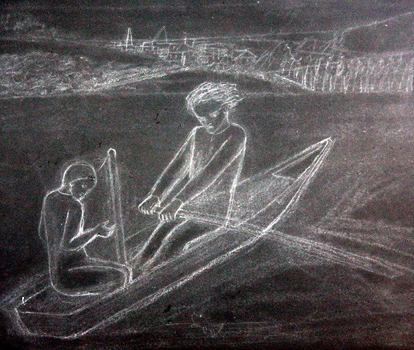 Robåten (blyant på papir) av Elizabeth Eleanor Siddal