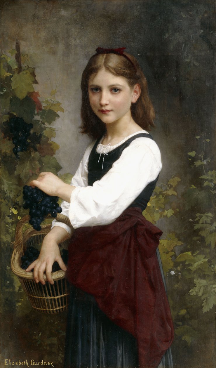 En ung jente som holder en kurv med druer, av Elizabeth Jane Gardner Bouguereau