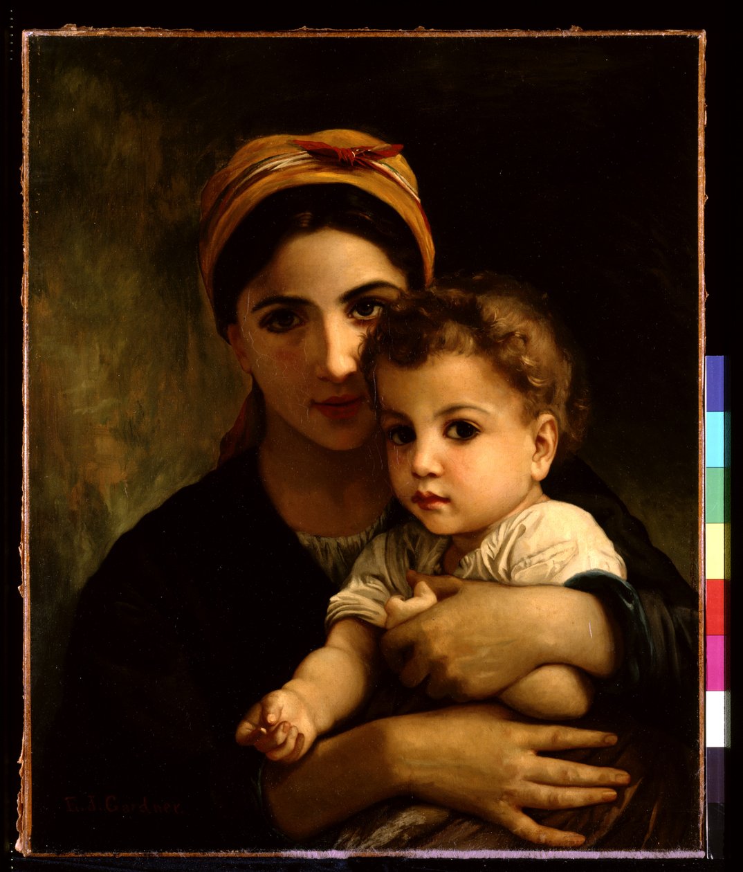 Ung jente med barn (olje på lerret) av Elizabeth Jane Gardner Bouguereau