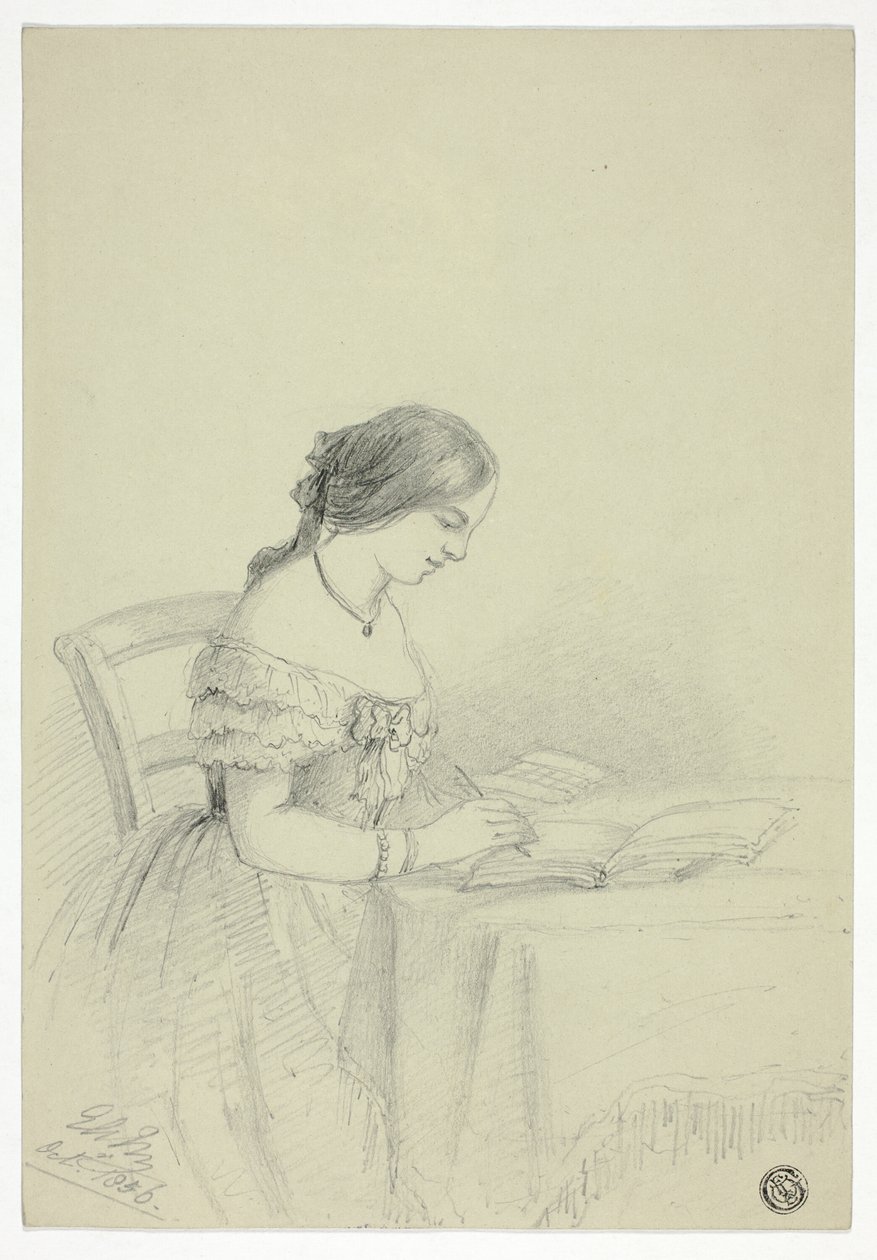 Kvinneakvarell (muligens et selvportrett) av Elizabeth Murray