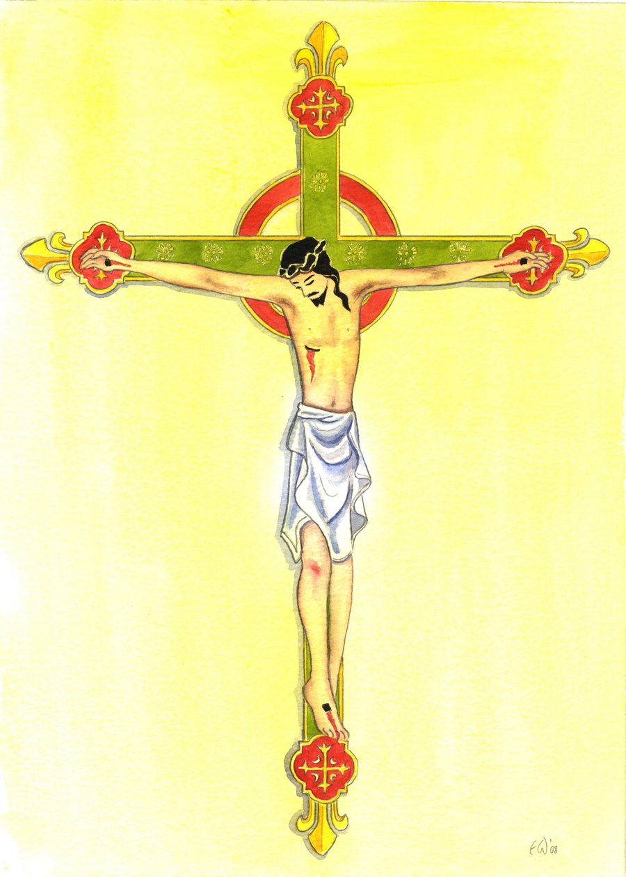 A Crucifix, 2001 (w/c på papir) av Elizabeth Wang