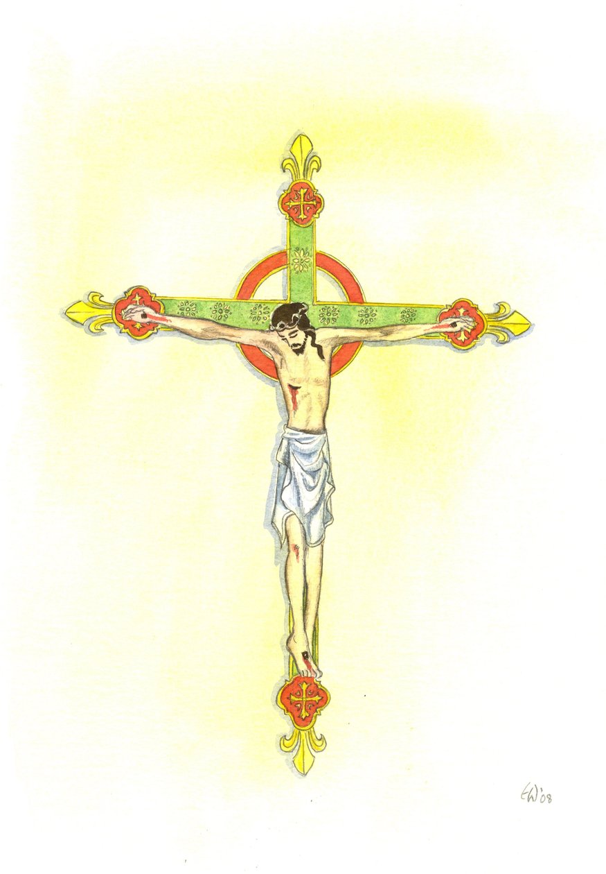 A Crucifix, 2001 (w/c på papir) av Elizabeth Wang