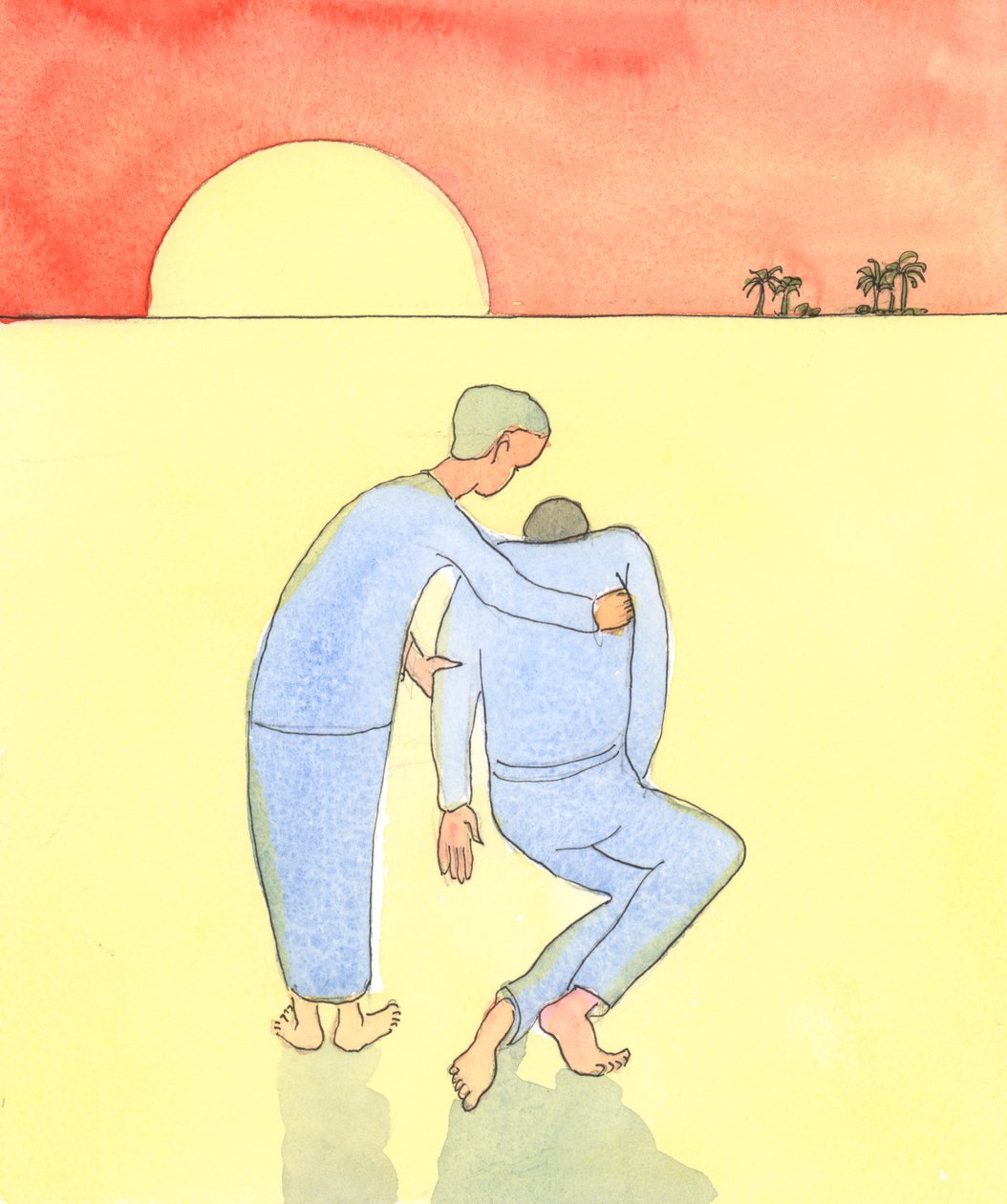 En person som er fanget på syndige måter, trenger hjelp til å forandre seg: til og med kraftfull hjelp, som han kanskje ikke liker, selv om han har liten egen styrke, 2004 (w/c på papir) av Elizabeth Wang