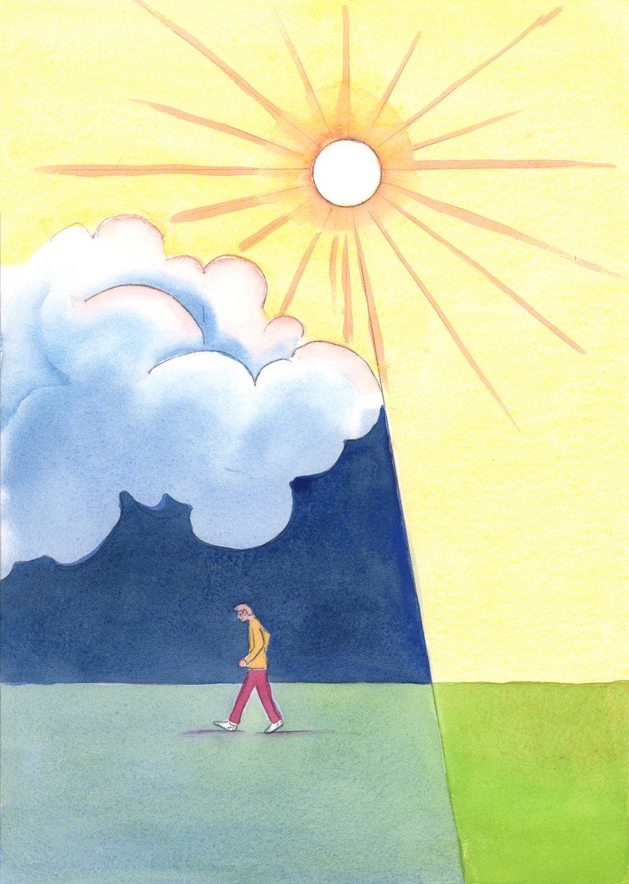 En person som avviser Gud går inn i åndelig mørke, 2003 (w/c på papir) av Elizabeth Wang