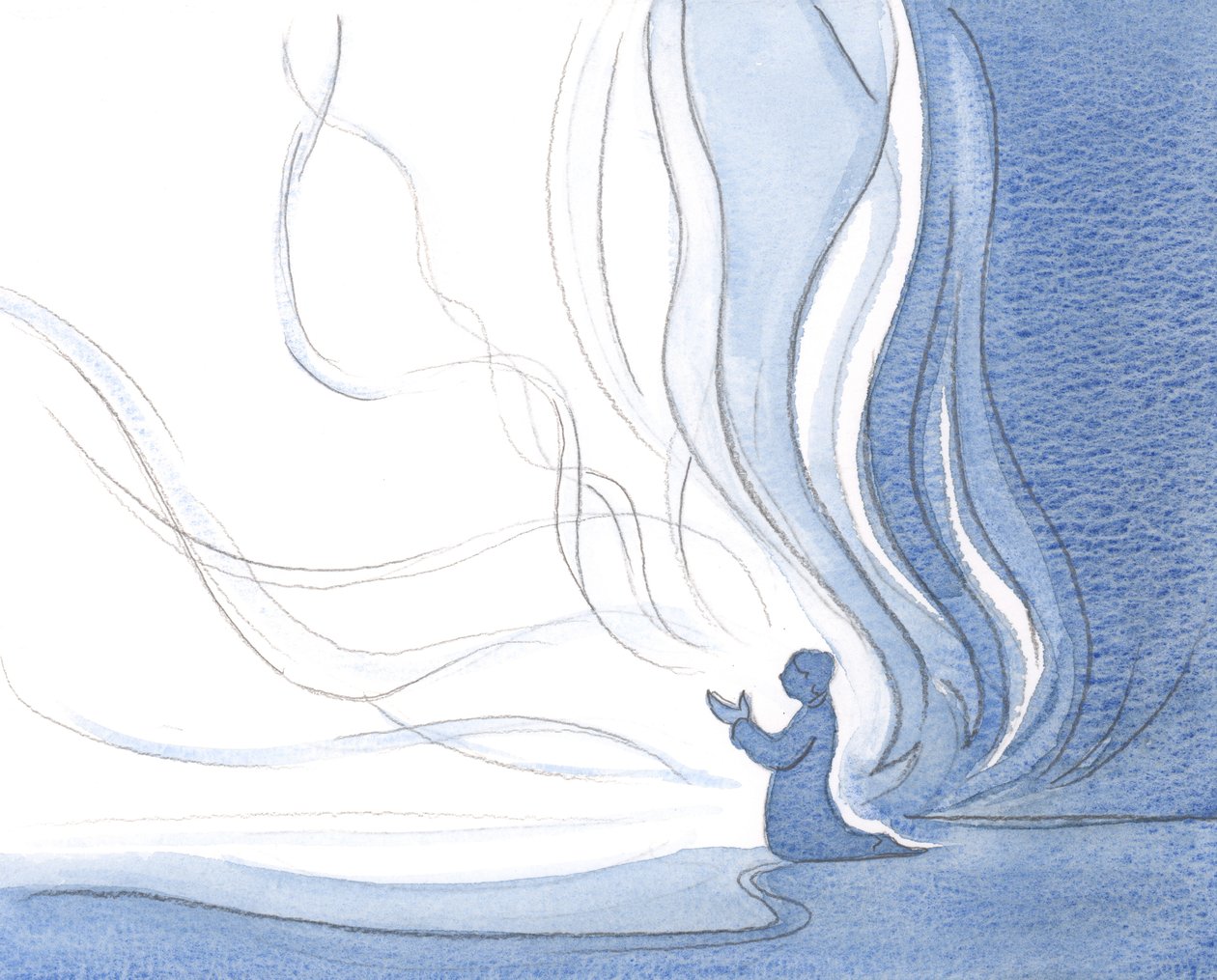 En sjel som er viet til Kristus, ser ut til å være ild, ettersom Kristi eget lys strømmer gjennom og forvandler den sjelen, 2000 (w/c på papir) av Elizabeth Wang